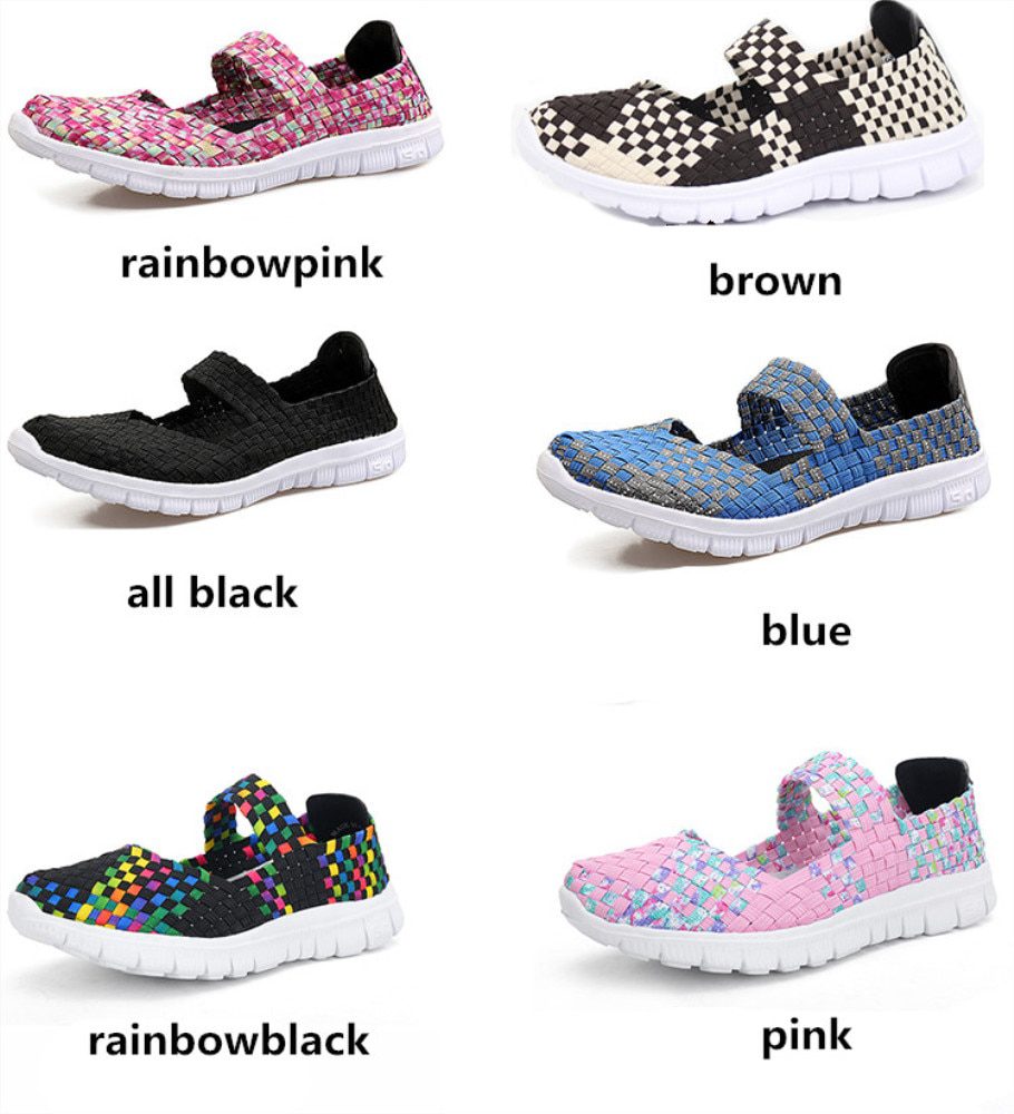 Women Shoes Lady Summer Slip On Flats Sneakers Breathable Lightweight Women Flat Shoes Manual Woven Shallow Women Casual Shoes