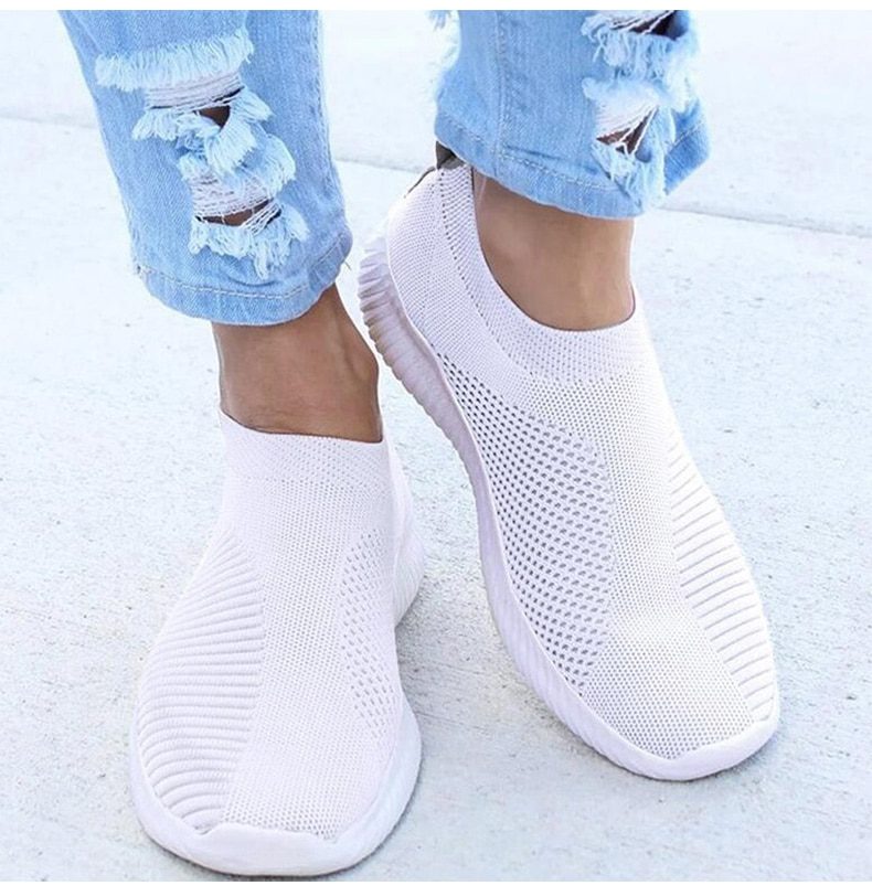 Women Flat Slip on White Shoes Woman Lightweight White Sneakers Summer Autumn Casual Chaussures Femme Basket Flats Shoes