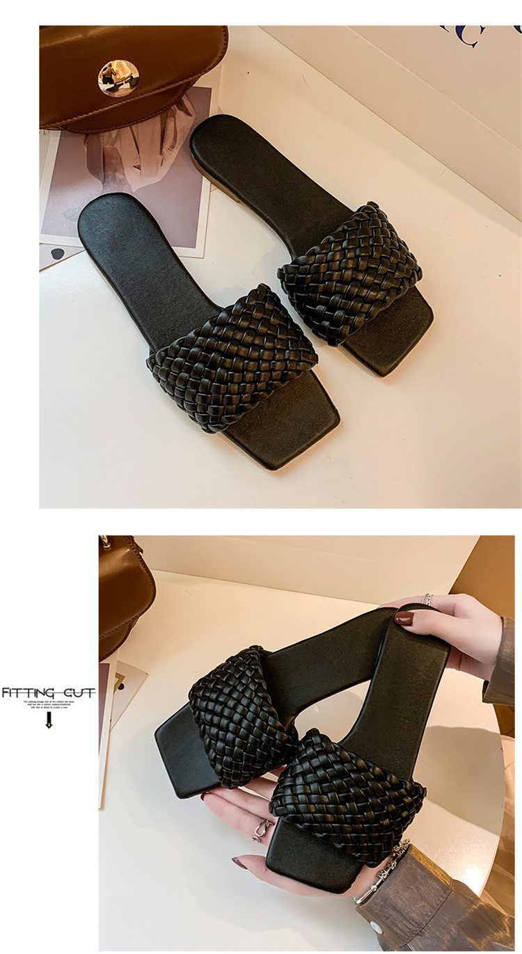 Women Temperament Slippers Braided Design Charm Open-toe Set Foot 2021 Vacation Beach Flat Sandals Casual Flip Flops Women Shoes
