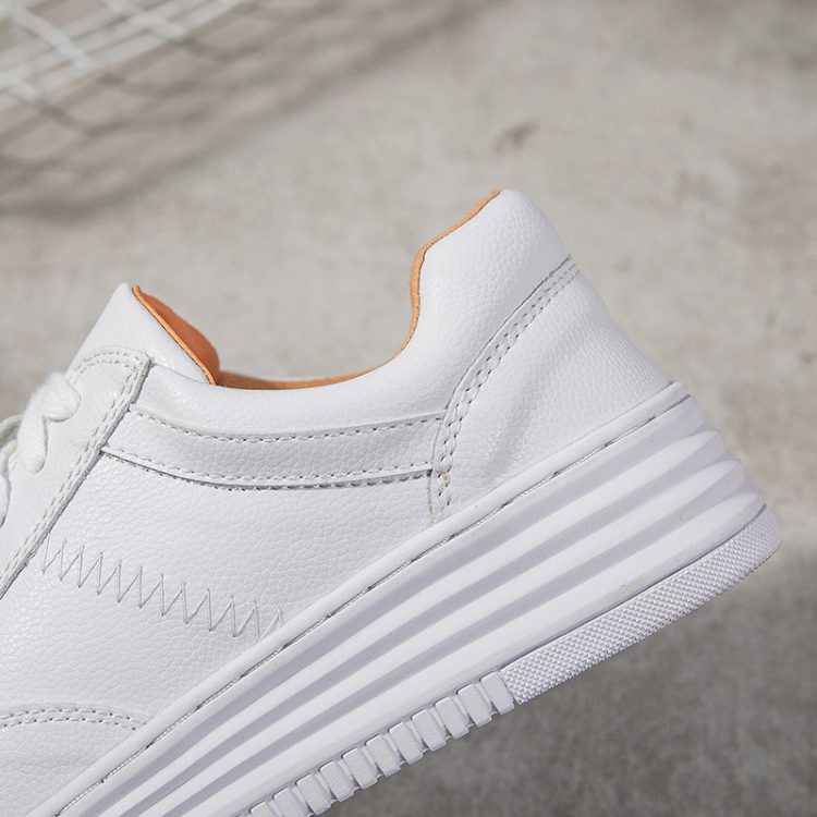 Fashion White Split Leather Women Chunky Sneakers White Shoes Lace Up Tenis Feminino Zapatos De Mujer Platform Women Casual Shoe