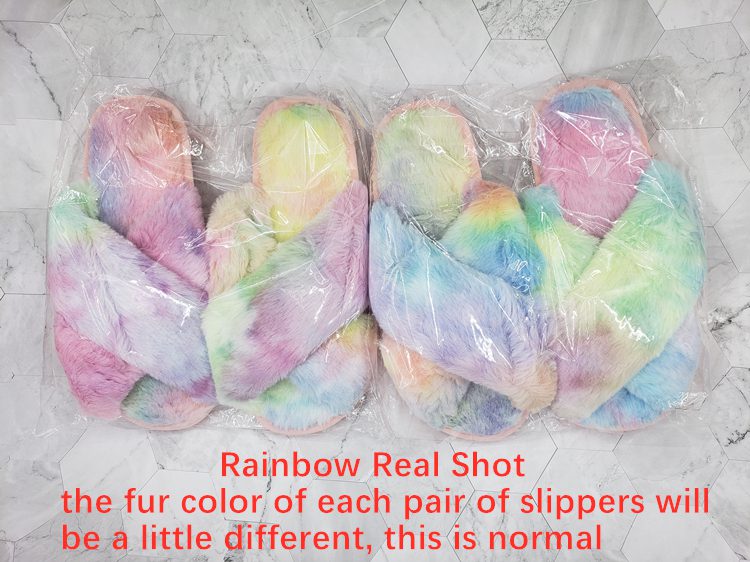 Winter Women House Slippers Faux Fur Fashion Warm Shoes Woman Slip on Flats Female Slides Black Pink cozy home furry slippers