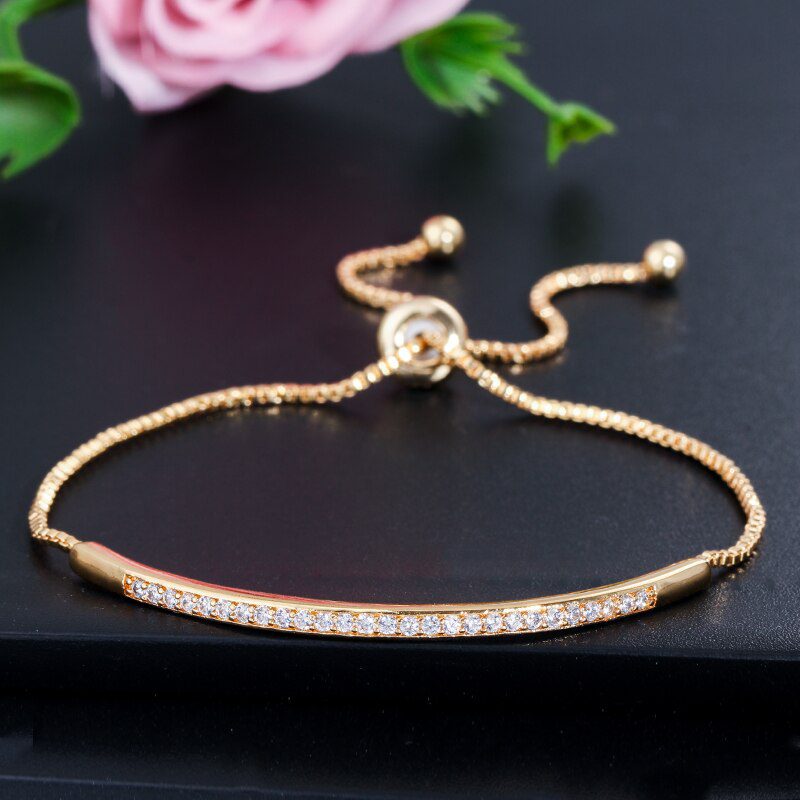 CWWZircons Adjustable Bracelet Bangle for Women Captivate Bar Slider Brilliant CZ Rose Gold Color Jewelry Pulseira Feminia CB089 CWWZircons Adjustable Bracelet Bangle for Women Captivate Bar Slider Brilliant CZ Rose Gold Color Jewelry Pulseira Feminia CB089