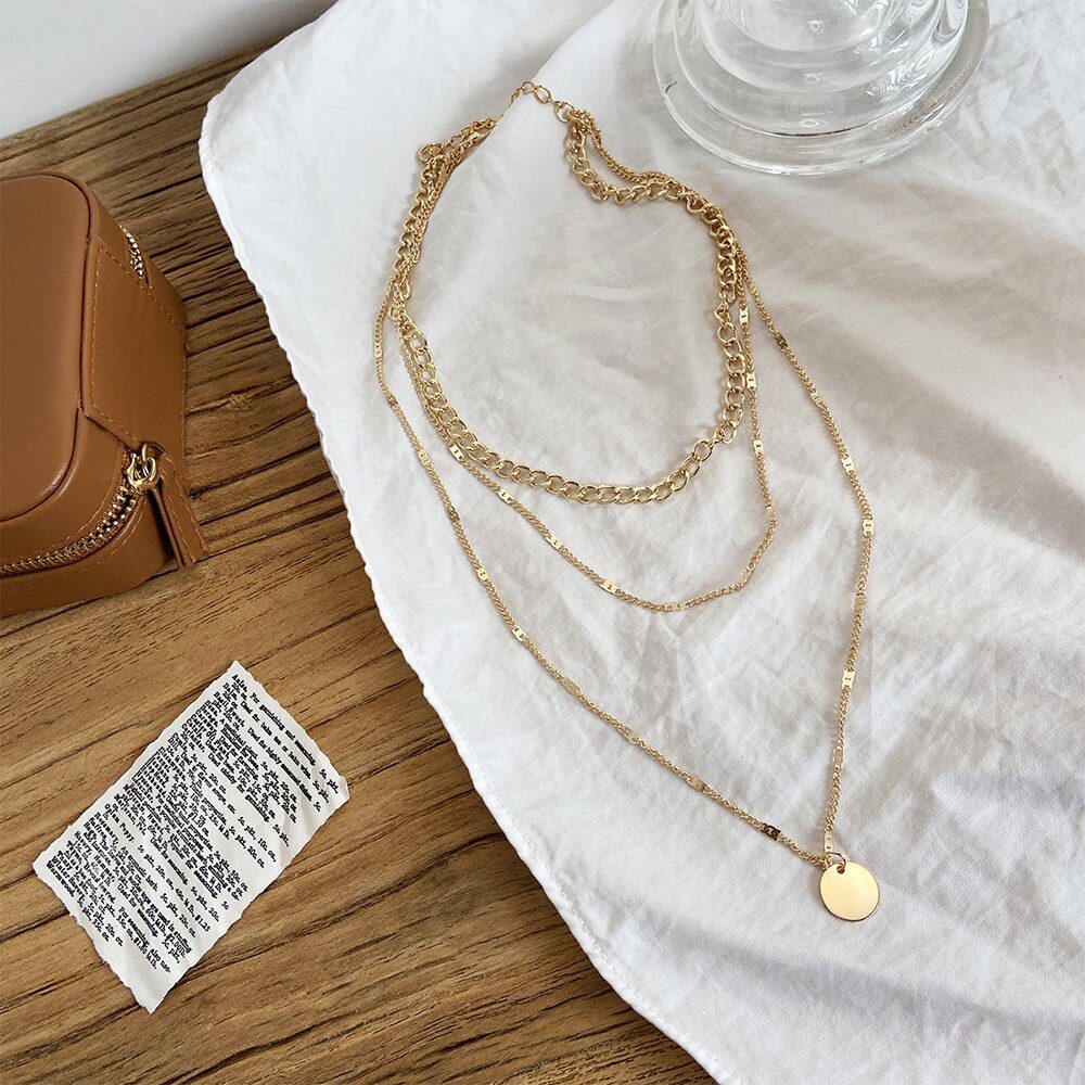 vintage necklace on neck Gold chain Women's jewelry layered accesories for girls clothing aesthetic Gifts fashion Pendant 2021