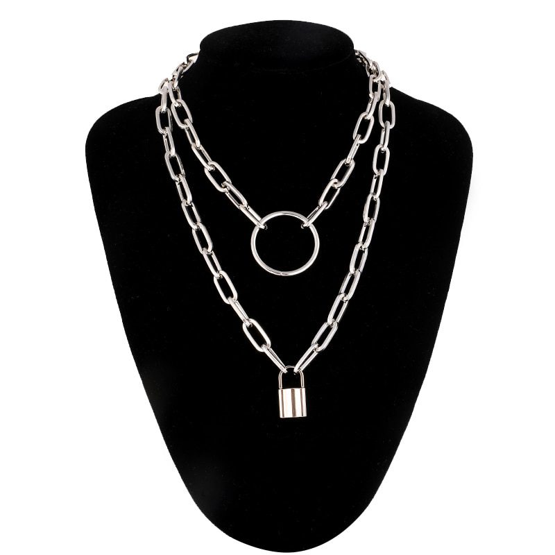 Lock Chain Necklace With A Padlock Pendants For Women Men Punk Jewelry On The Neck 2020 Grunge Aesthetic Egirl Eboy Accessories