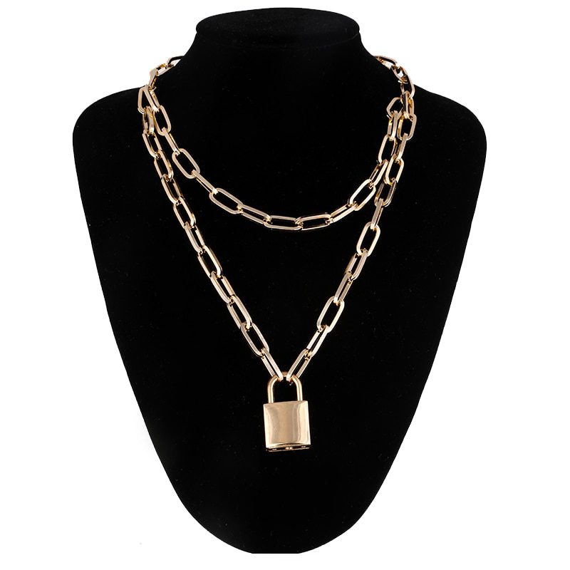 Lock Chain Necklace With A Padlock Pendants For Women Men Punk Jewelry On The Neck 2020 Grunge Aesthetic Egirl Eboy Accessories