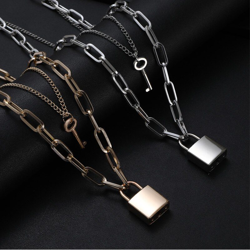 Lock Chain Necklace With A Padlock Pendants For Women Men Punk Jewelry On The Neck 2020 Grunge Aesthetic Egirl Eboy Accessories