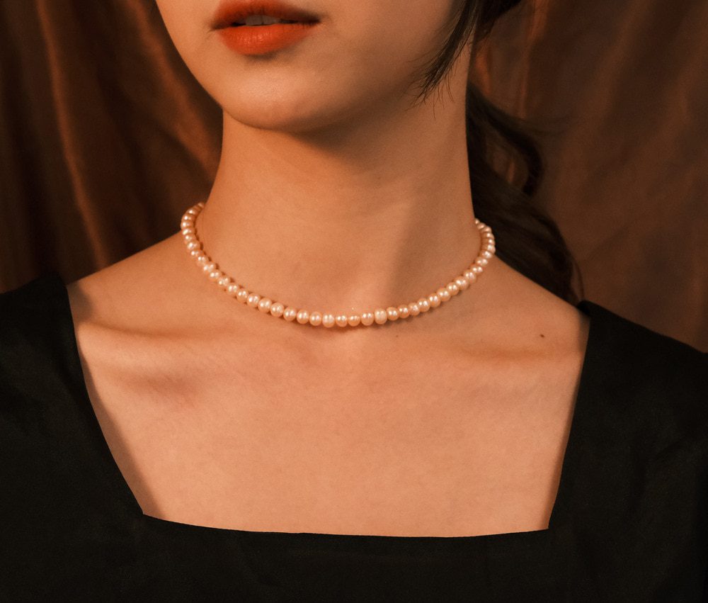 Vintage Style Simple 6MM Pearl Chain Choker Necklace For Women Wedding Love Shell Pendant Necklace Fashion Jewelry Wholesale