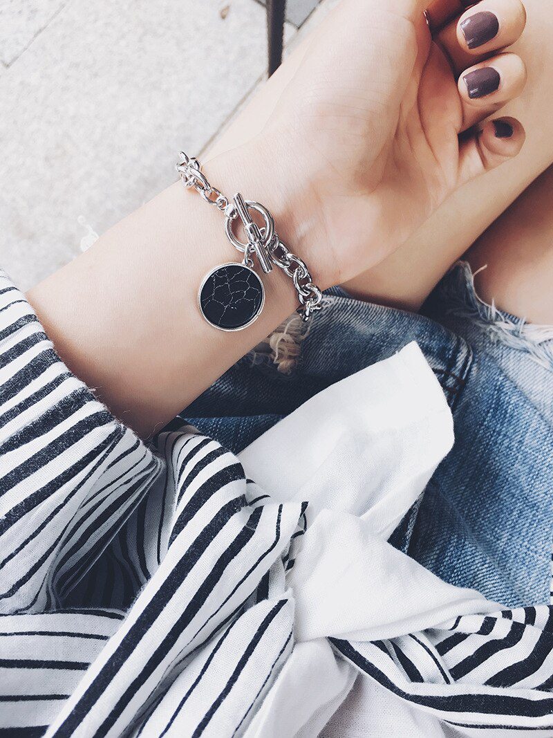 KMVEXO Minimalist Casual Neck Chain Necklaces for Women Round Marble Pendants Hiphop Female Fashion Jewelry Necklace Naszyjnik KMVEXO Minimalist Casual Neck Chain Necklaces for Women Round Marble Pendants Hiphop Female Fashion Jewelry Necklace Naszyjnik