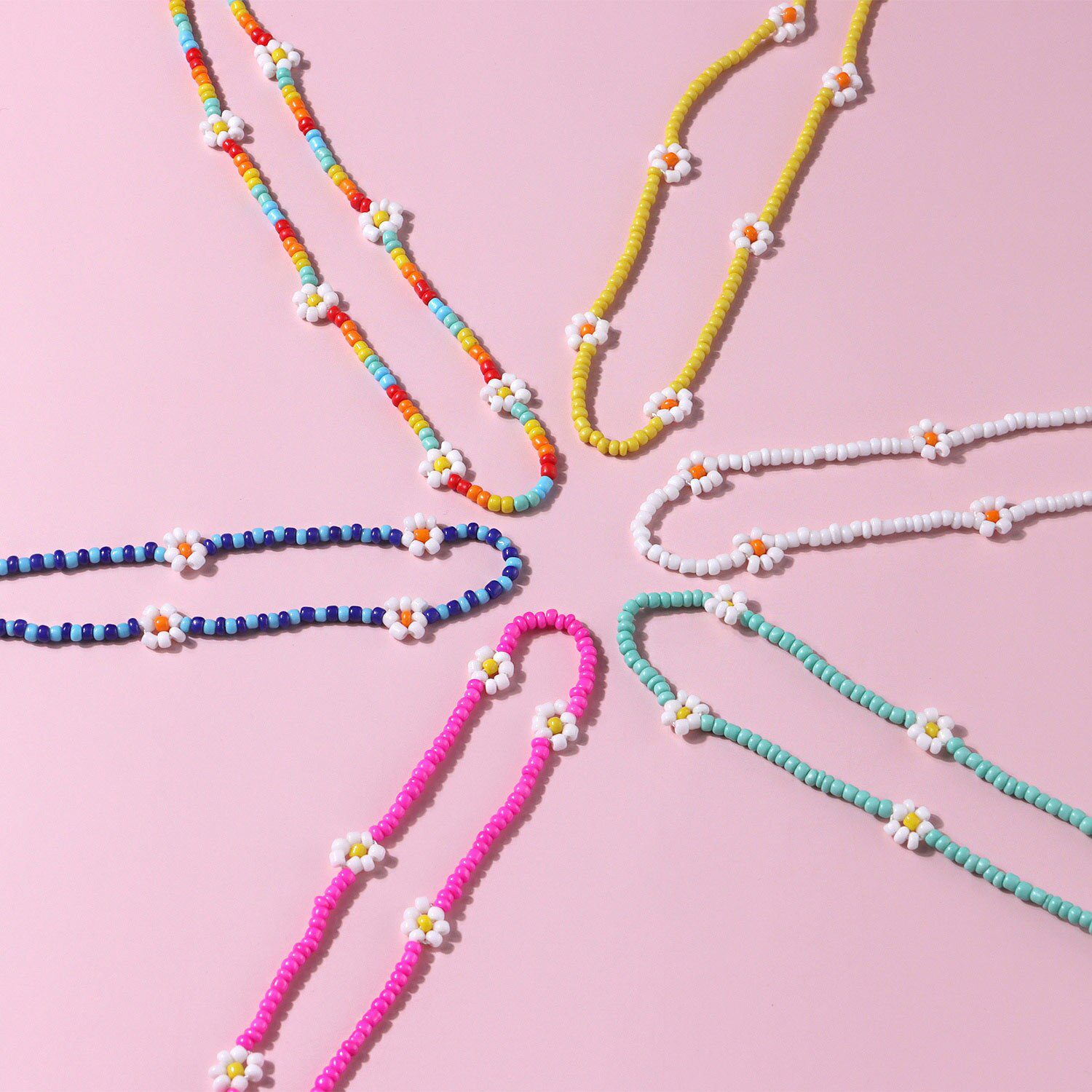 2020 New Korea Lovely Daisy Flowers Colorful Beaded Charm Statement Short Choker Necklace for Women Vacation Jewelry 2020 New Korea Lovely Daisy Flowers Colorful Beaded Charm Statement Short Choker Necklace for Women Vacation Jewelry