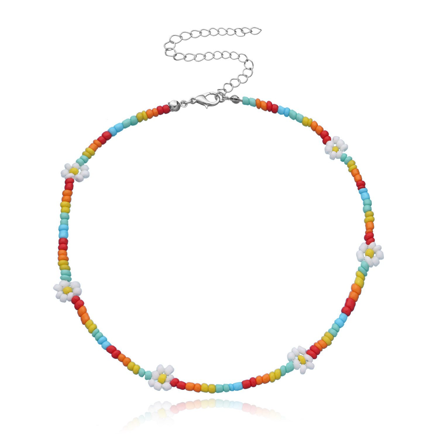 2020 New Korea Lovely Daisy Flowers Colorful Beaded Charm Statement Short Choker Necklace for Women Vacation Jewelry 2020 New Korea Lovely Daisy Flowers Colorful Beaded Charm Statement Short Choker Necklace for Women Vacation Jewelry