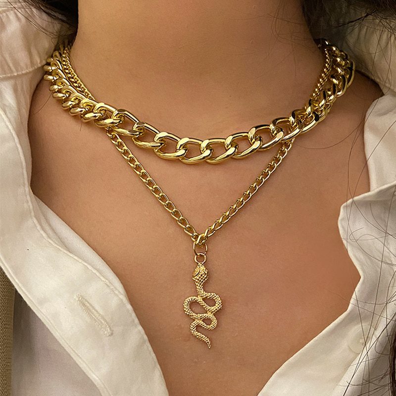 17KM Fashion Multi-layered Snake Chain Necklace For Women Vintage Gold Coin Pearl Choker Sweater Necklace Party Jewelry Gift