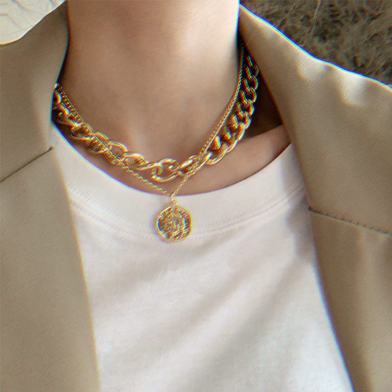 17KM Fashion Multi-layered Snake Chain Necklace For Women Vintage Gold Coin Pearl Choker Sweater Necklace Party Jewelry Gift