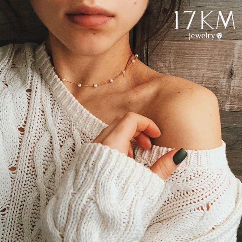 17KM Fashion Multi-layered Snake Chain Necklace For Women Vintage Gold Coin Pearl Choker Sweater Necklace Party Jewelry Gift