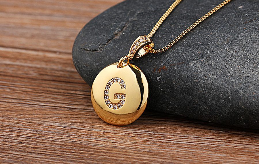 Top Quality Women Girls Initial Letter Necklace Gold 26 Letters Charm Necklaces Pendants Copper CZ Jewelry Personal Necklace