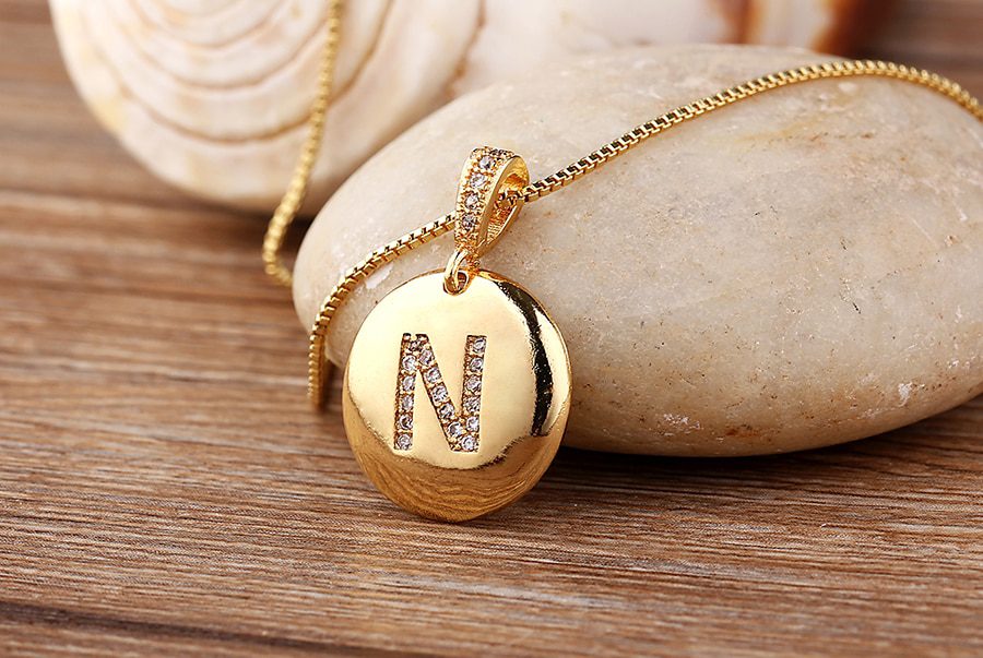 Top Quality Women Girls Initial Letter Necklace Gold 26 Letters Charm Necklaces Pendants Copper CZ Jewelry Personal Necklace