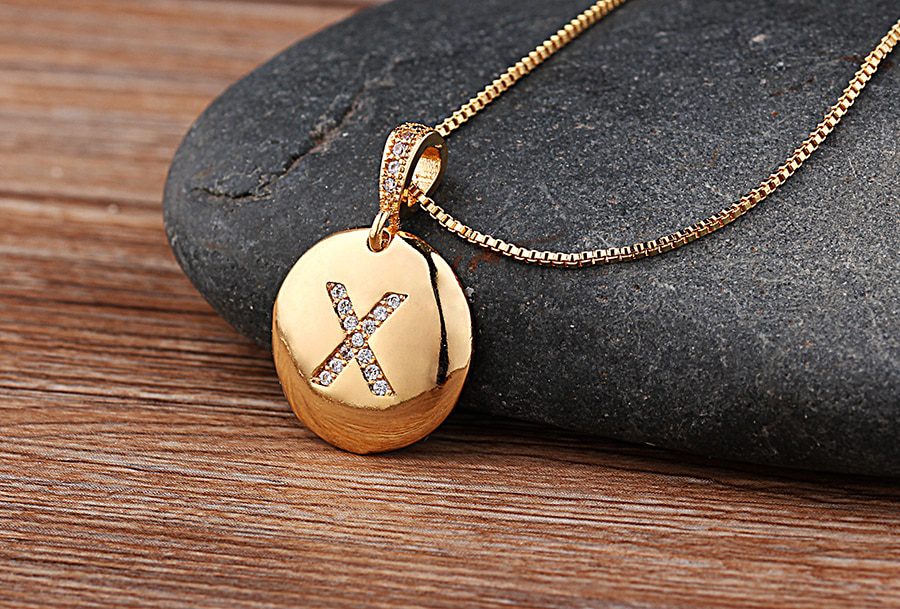 Top Quality Women Girls Initial Letter Necklace Gold 26 Letters Charm Necklaces Pendants Copper CZ Jewelry Personal Necklace