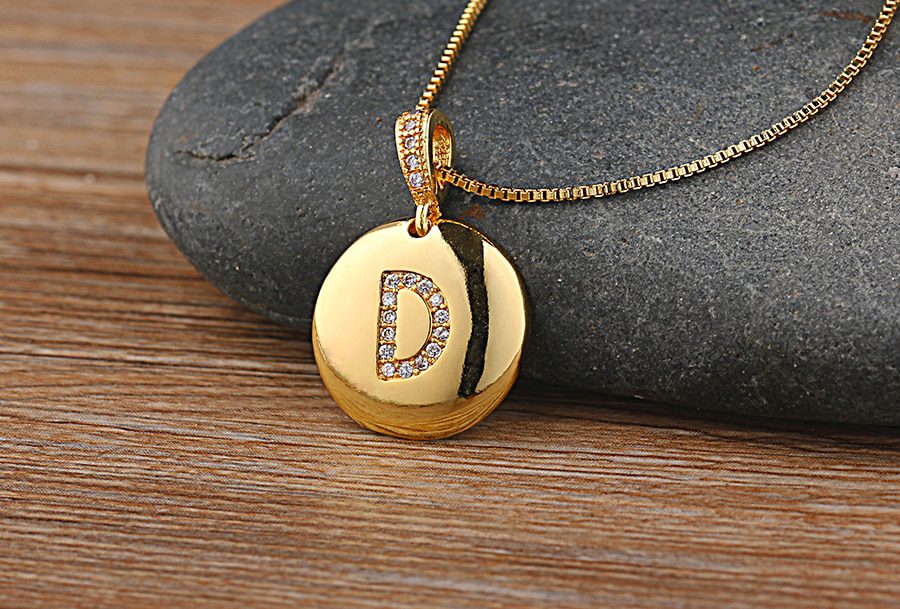 Top Quality Women Girls Initial Letter Necklace Gold 26 Letters Charm Necklaces Pendants Copper CZ Jewelry Personal Necklace
