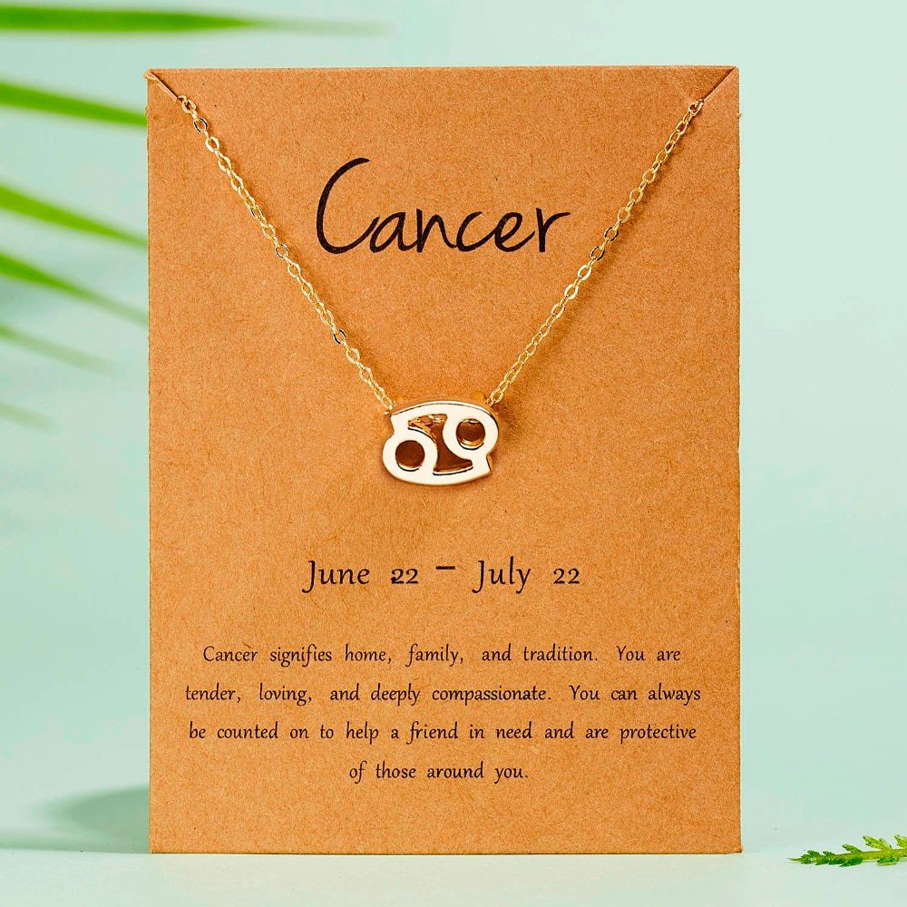 Female Elegant Star Zodiac Sign 12 Constellation Necklaces Pendant Charm Gold Chain Choker Necklaces for Women Jewelry Cardboard