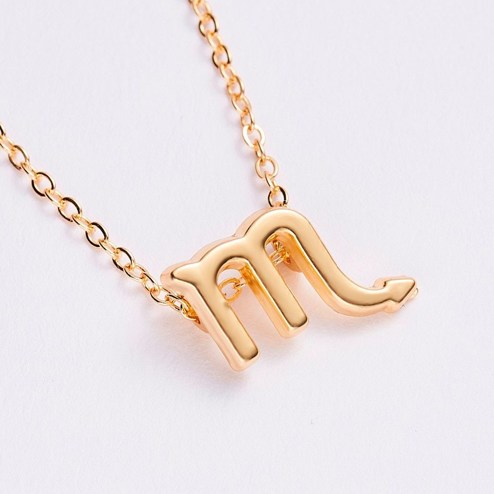 Female Elegant Star Zodiac Sign 12 Constellation Necklaces Pendant Charm Gold Chain Choker Necklaces for Women Jewelry Cardboard
