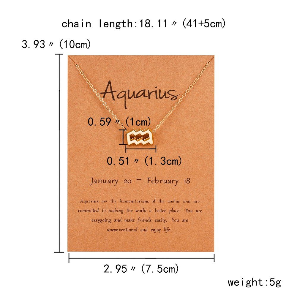 Female Elegant Star Zodiac Sign 12 Constellation Necklaces Pendant Charm Gold Chain Choker Necklaces for Women Jewelry Cardboard