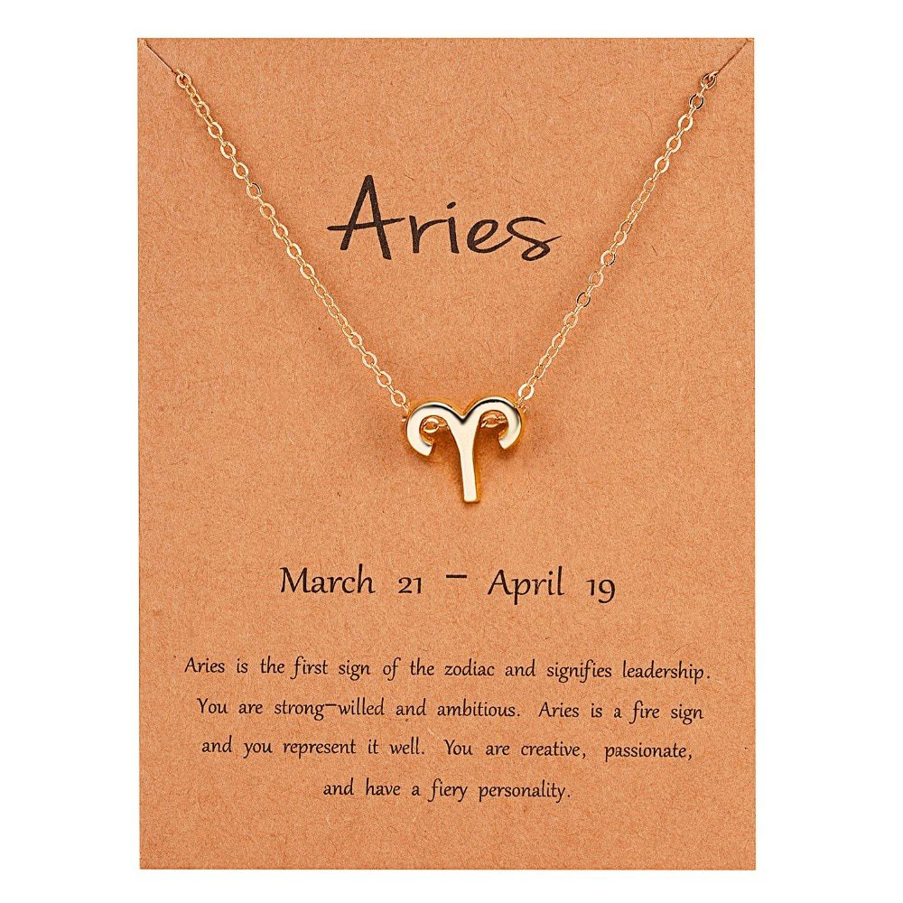 Female Elegant Star Zodiac Sign 12 Constellation Necklaces Pendant Charm Gold Chain Choker Necklaces for Women Jewelry Cardboard