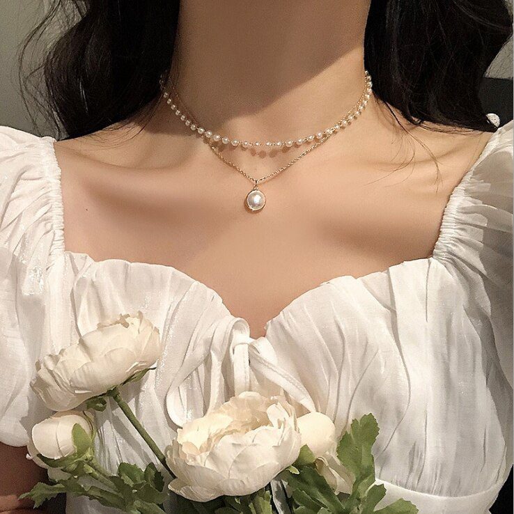 15 Style Simple Pearl Bead Chain Choker Necklace Crystal Leaf Tassel Necklace For Women Fashion Sex Jewelry Prom Accessories