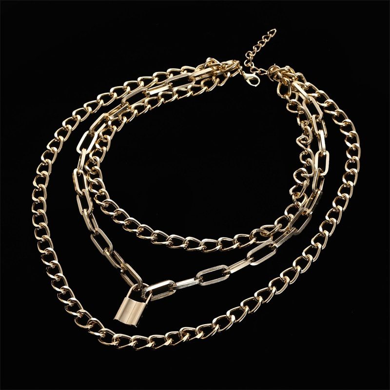 Layered Chain Necklace Neck Chains Lock Pendant Jewelry For Women Punk Choker Padlock Goth Jewelry Grunge Aesthetic Accessories Layered Chain Necklace Neck Chains Lock Pendant Jewelry For Women Punk Choker Padlock Goth Jewelry Grunge Aesthetic Accessories