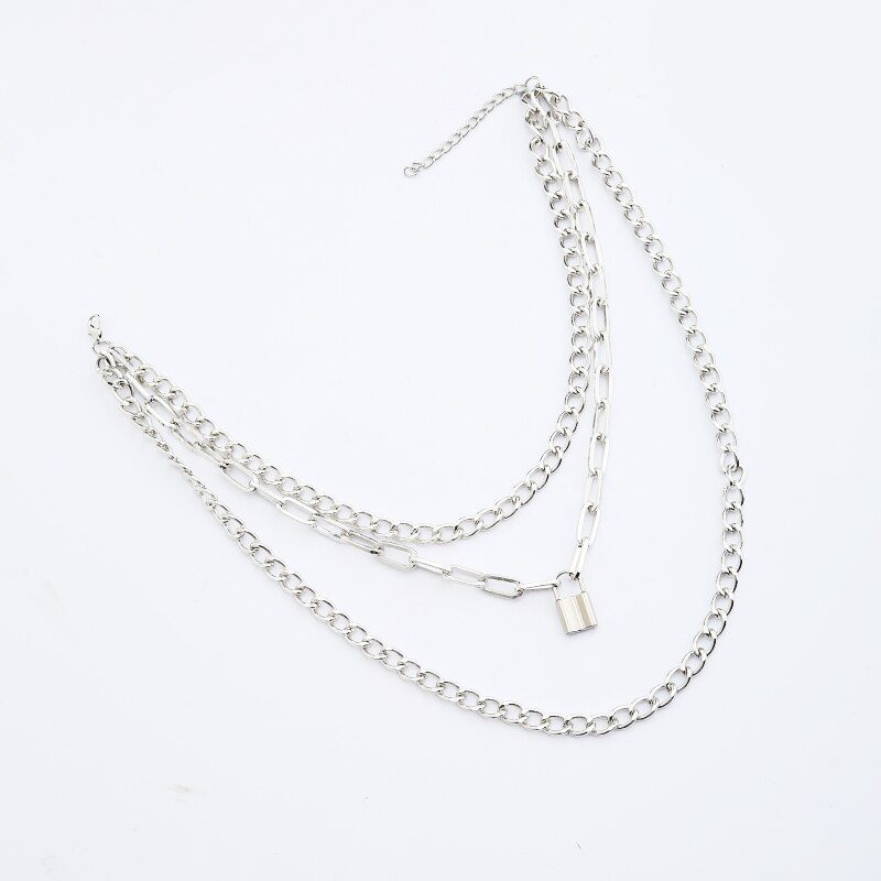 Layered Chain Necklace Neck Chains Lock Pendant Jewelry For Women Punk Choker Padlock Goth Jewelry Grunge Aesthetic Accessories Layered Chain Necklace Neck Chains Lock Pendant Jewelry For Women Punk Choker Padlock Goth Jewelry Grunge Aesthetic Accessories