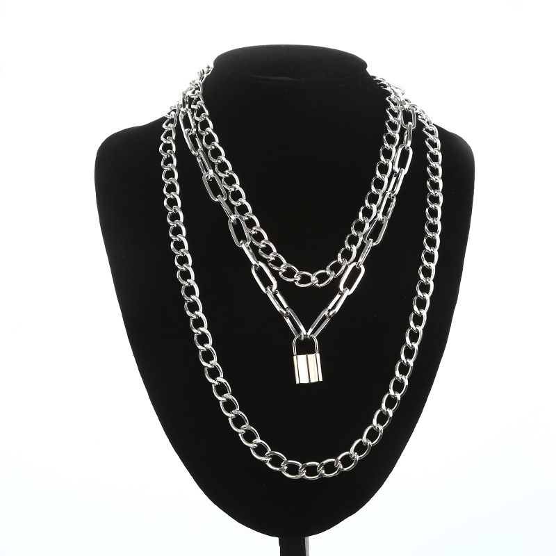 Layered Chain Necklace Neck Chains Lock Pendant Jewelry For Women Punk Choker Padlock Goth Jewelry Grunge Aesthetic Accessories Layered Chain Necklace Neck Chains Lock Pendant Jewelry For Women Punk Choker Padlock Goth Jewelry Grunge Aesthetic Accessories