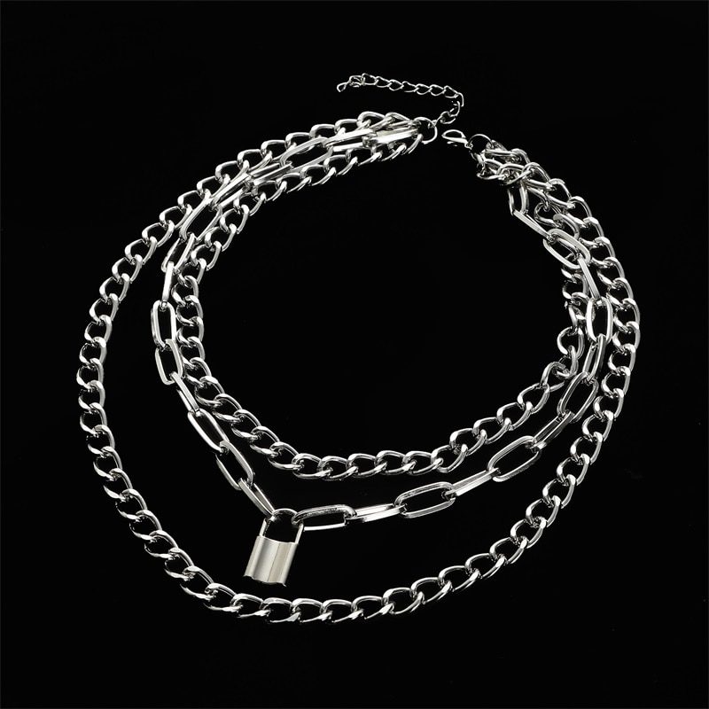 Layered Chain Necklace Neck Chains Lock Pendant Jewelry For Women Punk Choker Padlock Goth Jewelry Grunge Aesthetic Accessories Layered Chain Necklace Neck Chains Lock Pendant Jewelry For Women Punk Choker Padlock Goth Jewelry Grunge Aesthetic Accessories