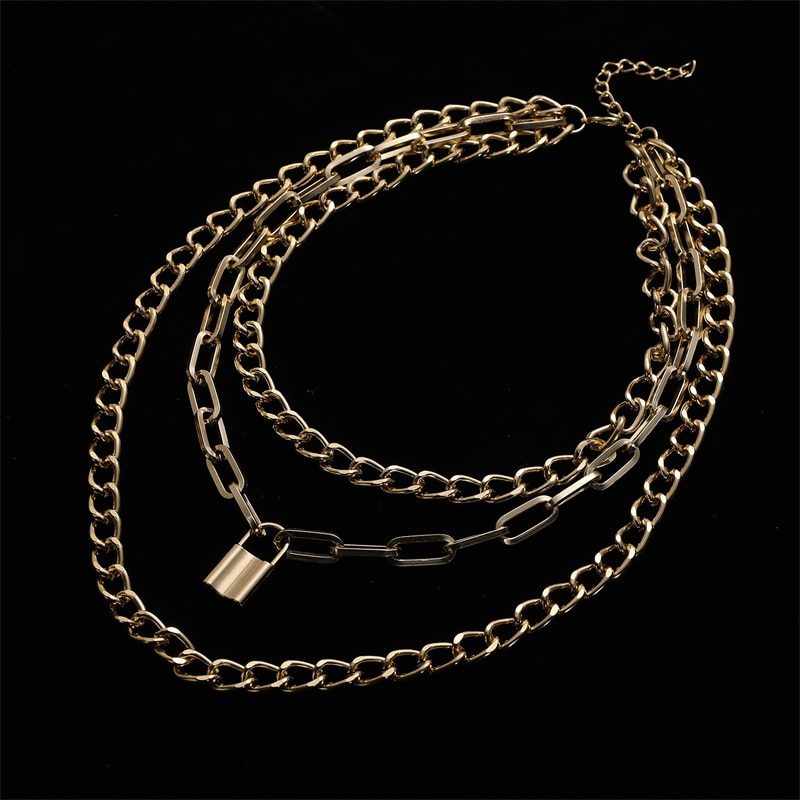 Layered Chain Necklace Neck Chains Lock Pendant Jewelry For Women Punk Choker Padlock Goth Jewelry Grunge Aesthetic Accessories Layered Chain Necklace Neck Chains Lock Pendant Jewelry For Women Punk Choker Padlock Goth Jewelry Grunge Aesthetic Accessories