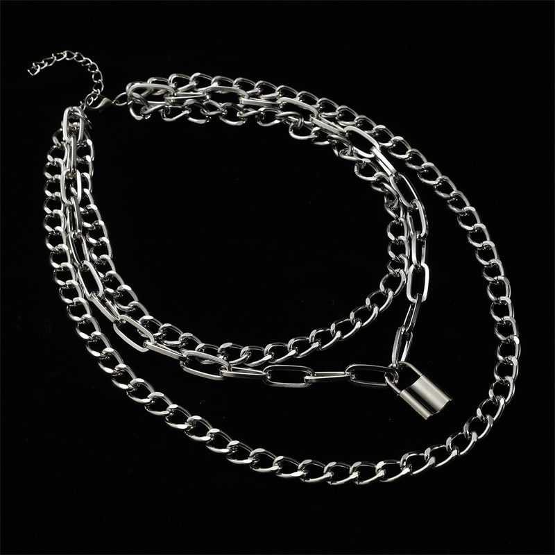 Layered Chain Necklace Neck Chains Lock Pendant Jewelry For Women Punk Choker Padlock Goth Jewelry Grunge Aesthetic Accessories Layered Chain Necklace Neck Chains Lock Pendant Jewelry For Women Punk Choker Padlock Goth Jewelry Grunge Aesthetic Accessories