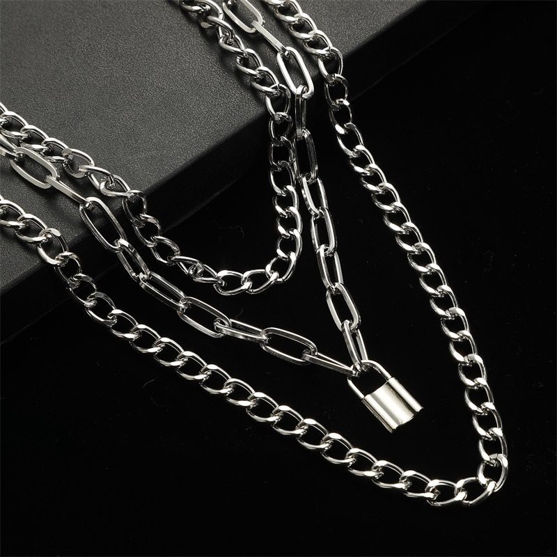 Layered Chain Necklace Neck Chains Lock Pendant Jewelry For Women Punk Choker Padlock Goth Jewelry Grunge Aesthetic Accessories Layered Chain Necklace Neck Chains Lock Pendant Jewelry For Women Punk Choker Padlock Goth Jewelry Grunge Aesthetic Accessories
