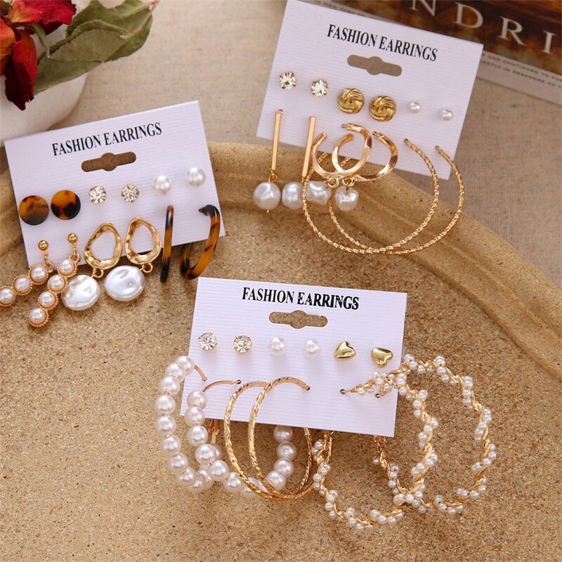FNIO Women's Earrings Set Pearl Earrings For Women Bohemian Fashion Jewelry 2020 Geometric Crystal Heart Stud Earrings FNIO Women's Earrings Set Pearl Earrings For Women Bohemian Fashion Jewelry 2020 Geometric Crystal Heart Stud Earrings