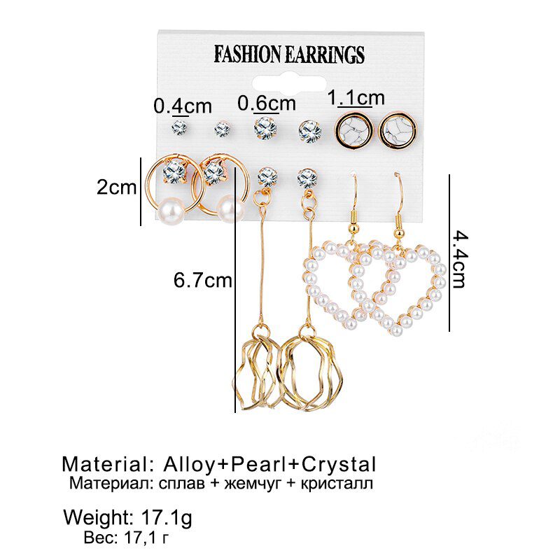 FNIO Women's Earrings Set Pearl Earrings For Women Bohemian Fashion Jewelry 2020 Geometric Crystal Heart Stud Earrings FNIO Women's Earrings Set Pearl Earrings For Women Bohemian Fashion Jewelry 2020 Geometric Crystal Heart Stud Earrings