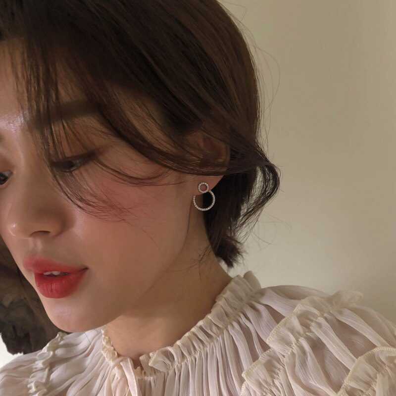 Micro Pave Zircon Front And Back Circle Stud Earrings For Women 2021 New Jewelry Delicate Earings Wholesale