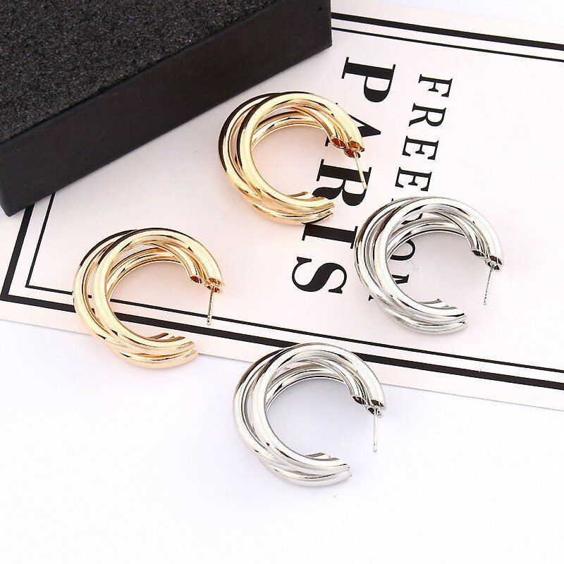 Minimalist Brand Hoop Circle Earring Woman 2020 New Vintage Gold Color korean Scrub Statement Big Earrings Accessories brincos