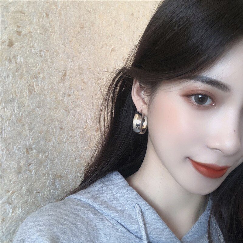 Minimalist Brand Hoop Circle Earring Woman 2020 New Vintage Gold Color korean Scrub Statement Big Earrings Accessories brincos