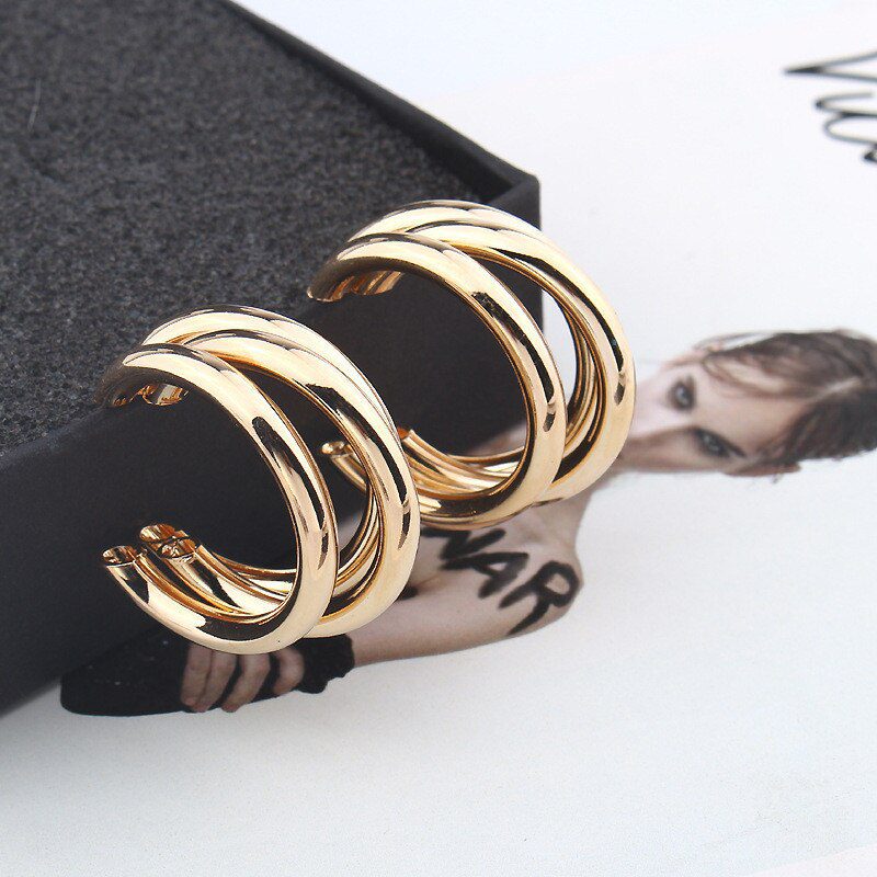 Minimalist Brand Hoop Circle Earring Woman 2020 New Vintage Gold Color korean Scrub Statement Big Earrings Accessories brincos