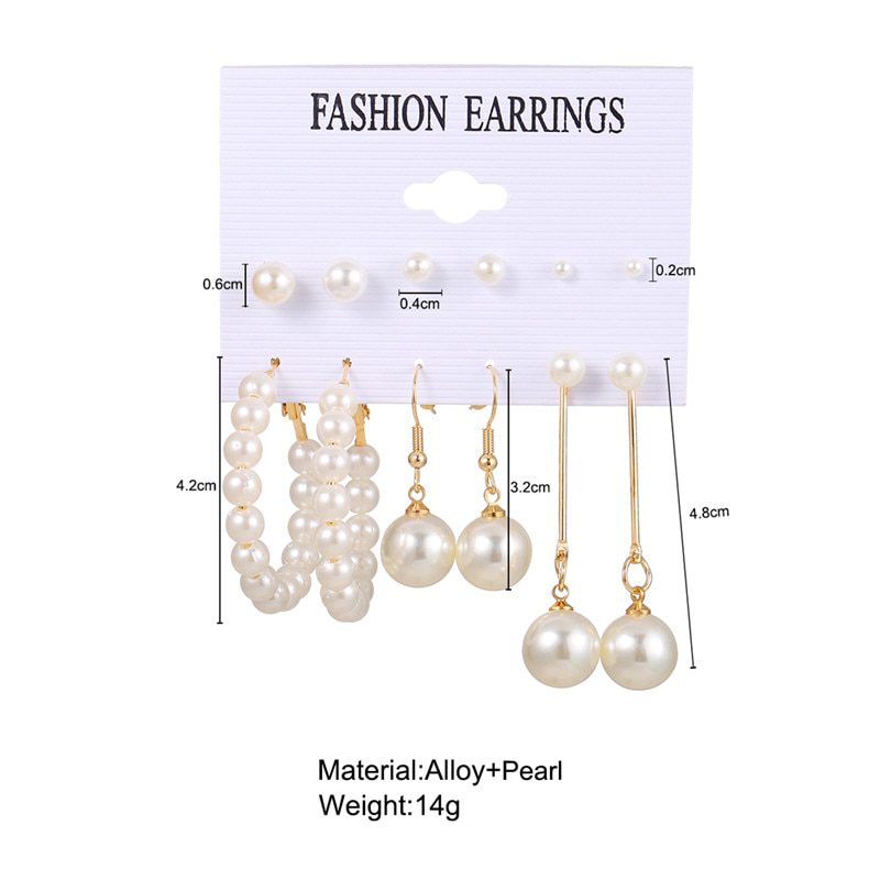 17KM Vintage Pearl Earrings For Women Big Gold Cross Set of Earrings Long Tassel Butterfly Dangle Drop Earrings 2021 Jewelry