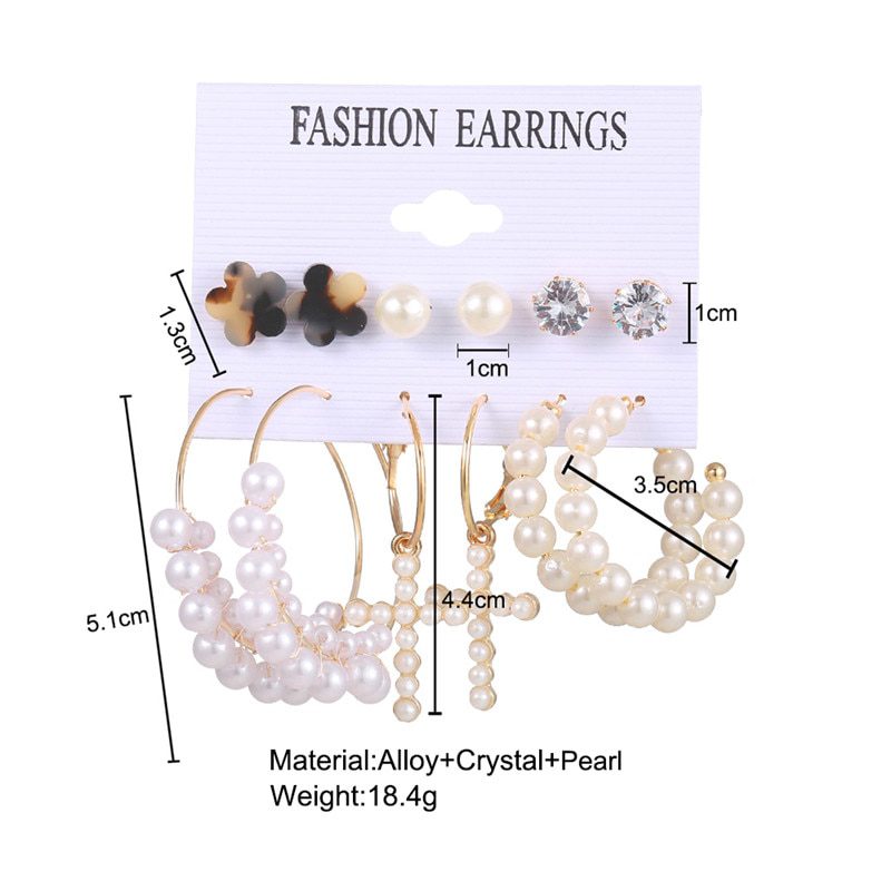 17KM Vintage Pearl Earrings For Women Big Gold Cross Set of Earrings Long Tassel Butterfly Dangle Drop Earrings 2021 Jewelry