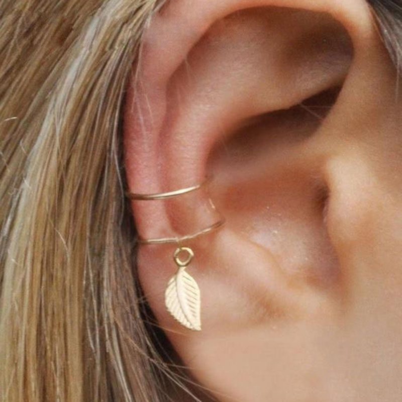 Modyle 5pcs/set 2020 Fashion Gold Color Ear Cuffs Leaf Clip Earrings for Women Climbers No Piercing Fake Cartilage Earring