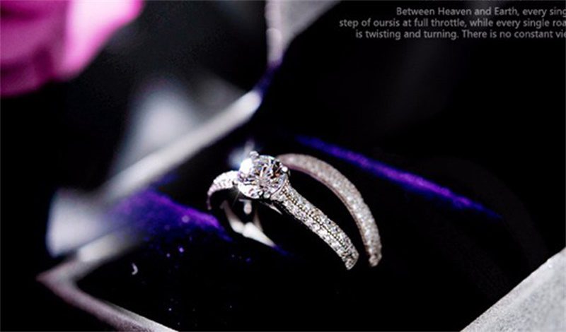 CC 925 Silver Rings For Women Simple Design Double Stackable Fashion Jewelry Bridal Sets Wedding Engagement Ring Accessory CC634 CC 925 Silver Rings For Women Simple Design Double Stackable Fashion Jewelry Bridal Sets Wedding Engagement Ring Accessory CC634