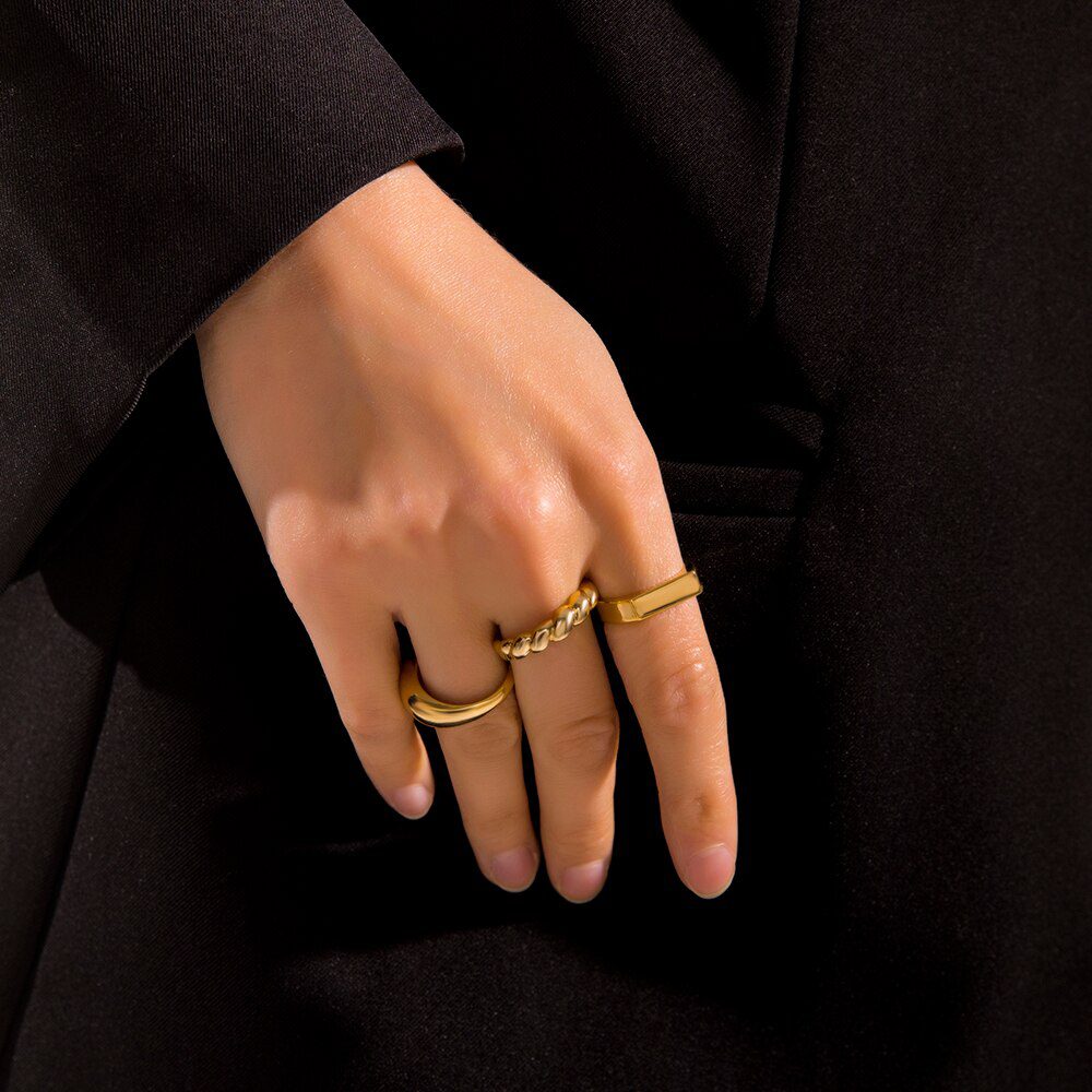 Minimalist Gold Color Chunky Rings Trendy Geometric Round Circle Rings for Women Thick Gold Stack Rings Female Wedding Jewelry Minimalist Gold Color Chunky Rings Trendy Geometric Round Circle Rings for Women Thick Gold Stack Rings Female Wedding Jewelry