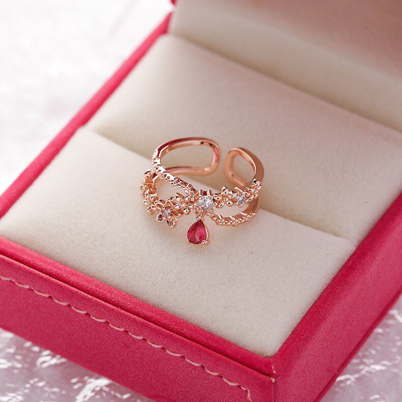 Korea's New Exquisite Crystal Flower Ring Fashion Temperament Sweet Versatile Love Opening Ring Female Jewelry Korea's New Exquisite Crystal Flower Ring Fashion Temperament Sweet Versatile Love Opening Ring Female Jewelry