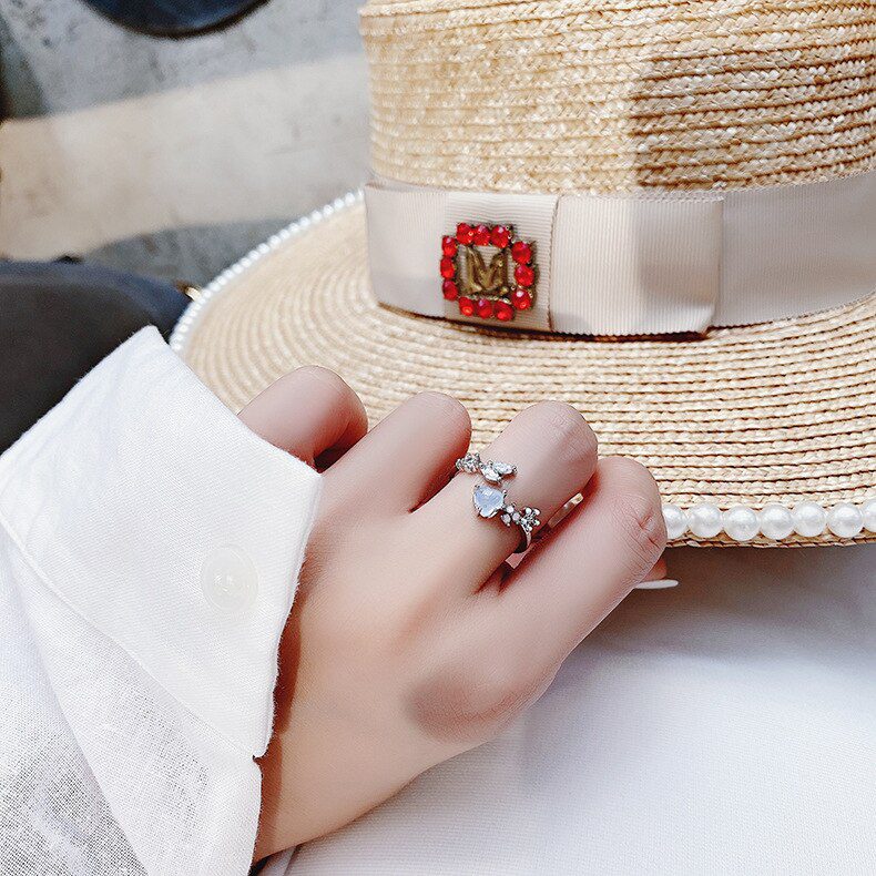 Korea's New Exquisite Crystal Flower Ring Fashion Temperament Sweet Versatile Love Opening Ring Female Jewelry Korea's New Exquisite Crystal Flower Ring Fashion Temperament Sweet Versatile Love Opening Ring Female Jewelry