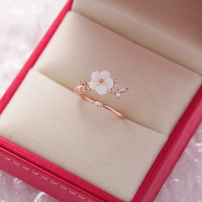 Korea's New Exquisite Crystal Flower Ring Fashion Temperament Sweet Versatile Love Opening Ring Female Jewelry Korea's New Exquisite Crystal Flower Ring Fashion Temperament Sweet Versatile Love Opening Ring Female Jewelry