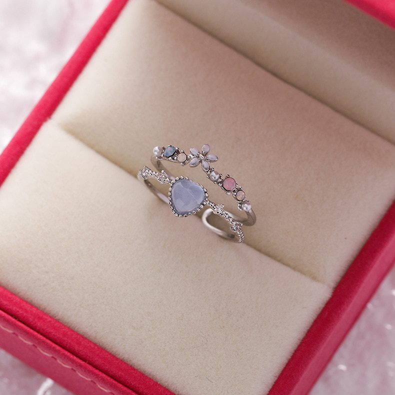 Korea's New Exquisite Crystal Flower Ring Fashion Temperament Sweet Versatile Love Opening Ring Female Jewelry Korea's New Exquisite Crystal Flower Ring Fashion Temperament Sweet Versatile Love Opening Ring Female Jewelry