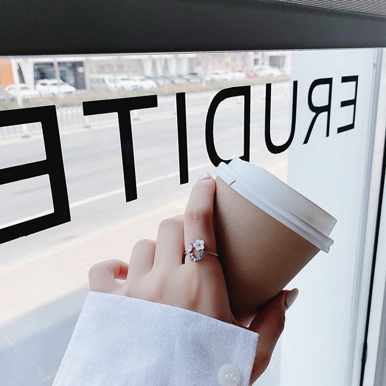 Korea's New Exquisite Crystal Flower Ring Fashion Temperament Sweet Versatile Love Opening Ring Female Jewelry Korea's New Exquisite Crystal Flower Ring Fashion Temperament Sweet Versatile Love Opening Ring Female Jewelry