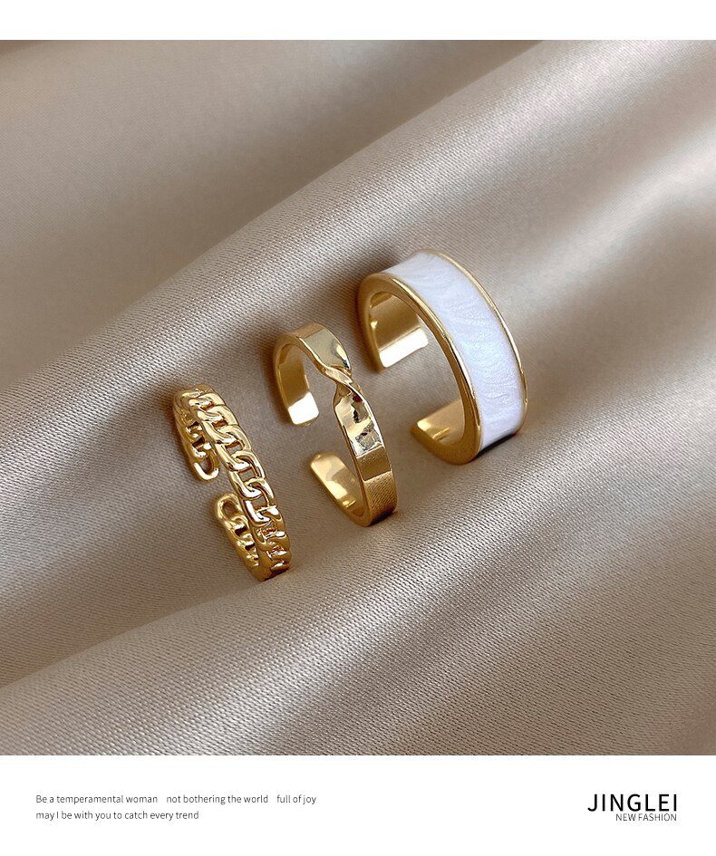 2020 New Gothic Style Three Piece Opening Rings For Woman Fashion Korean Jewelry European and American Wedding Party Sexy Ring